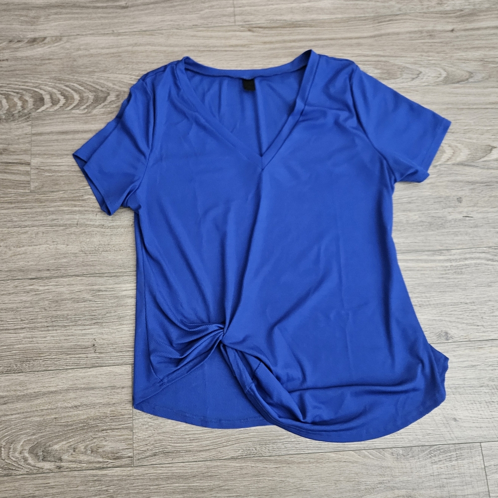 SHEIN Blue Short Sleeve‎ Tie Front Tee